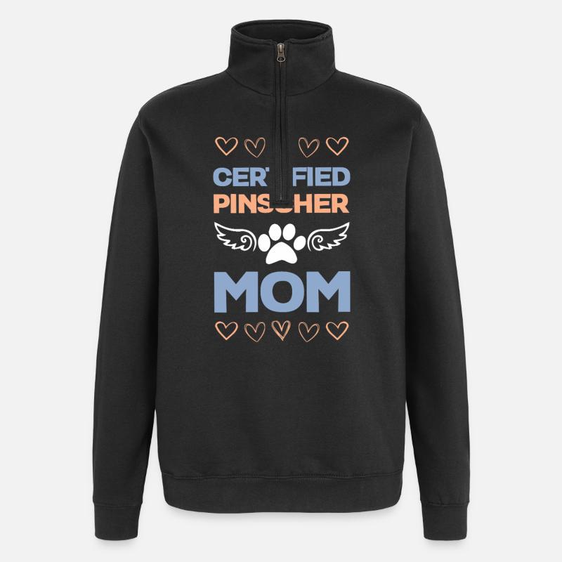 Certification Pinscher Mom - Sweat à zip 1/4 - noir