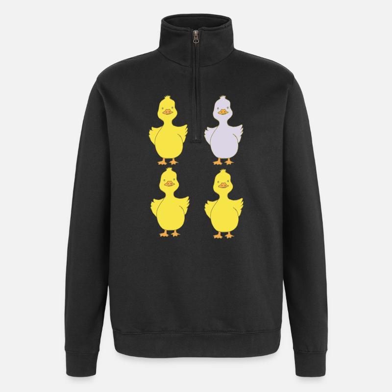 Quatre canards, un violet - Sweat à zip 1/4 - noir