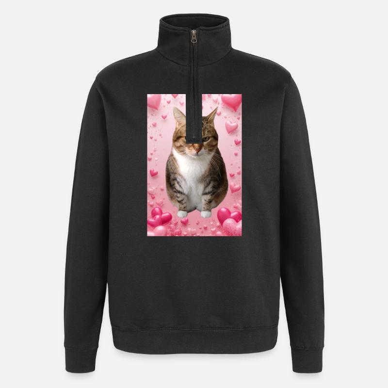 Missty chat avec des coeurs - Sweat à zip 1/4 - noir
