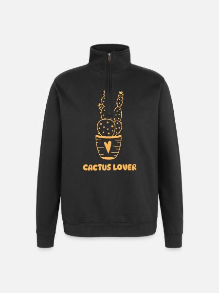 Süßer Kaktus Lover Spruch - Quarter-Zip-Sweatshirt - Schwarz