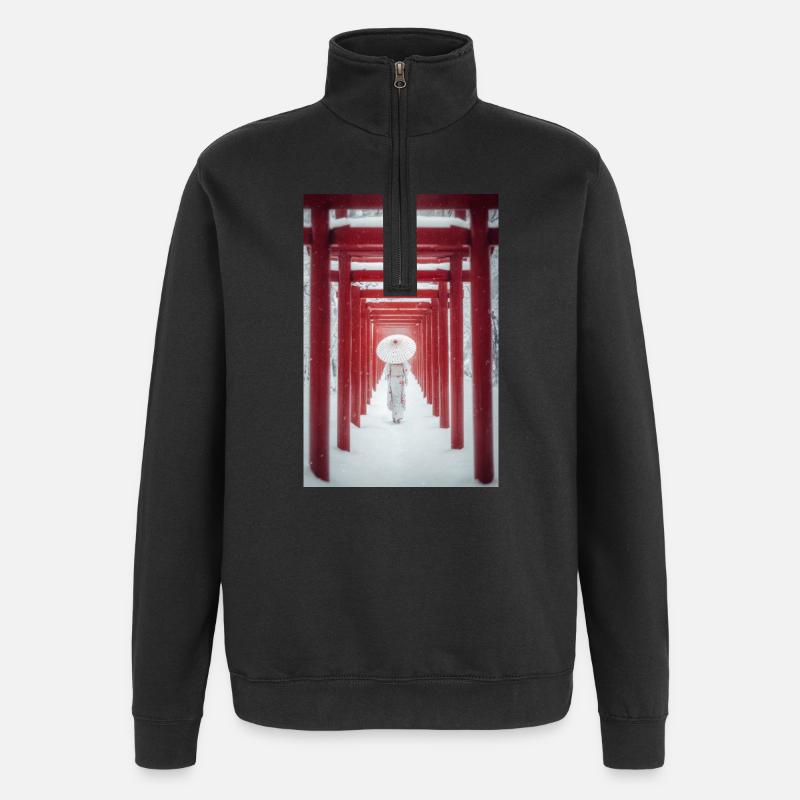 Red Torii Snowpath Kimono - Sweat à zip 1/4 - noir