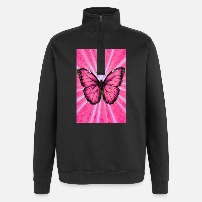 papillon - Sweat à zip 1/4 - noir