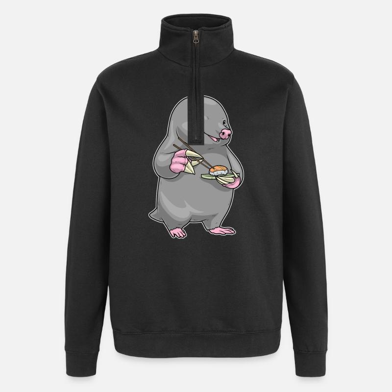 Mole Sushi - Sweat à zip 1/4 - noir