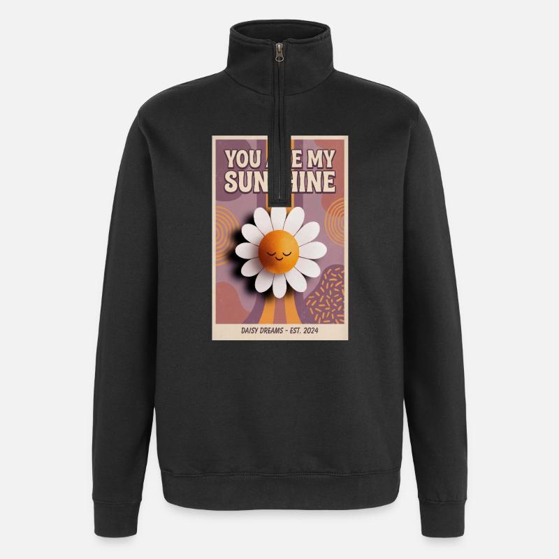 Du bist meine Sonnenschein-Gänseblümchen-Popkunst - Quarter-Zip-Sweatshirt - Schwarz