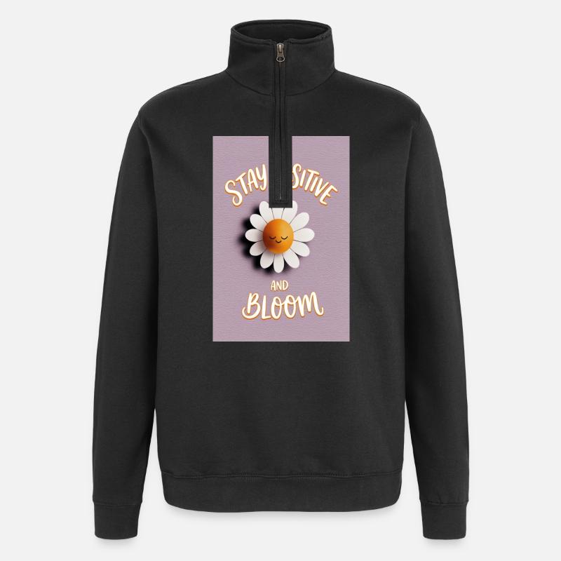 Reste positive Bloom Daisy - Sweat à zip 1/4 - noir