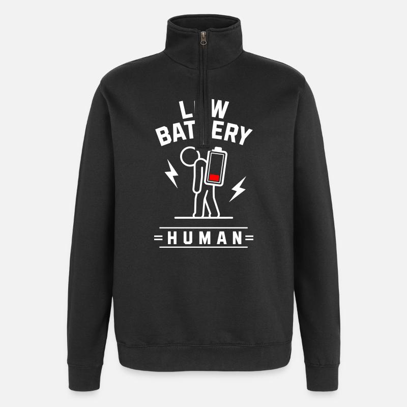 🪫LOW BATTERY HUMAN - Quarter-Zip Sweatshirt - black
