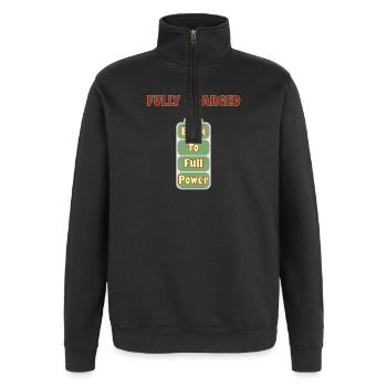 Fully Charged Minimal Battery Design - Quarter-Zip Sweatshirt - black - Front - AI Model Female 172 light (172cm) & AI Model Male 178 dark (178cm)