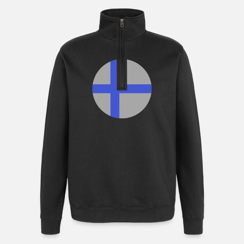 Runde finnische Flagge - Quarter-Zip-Sweatshirt - Schwarz