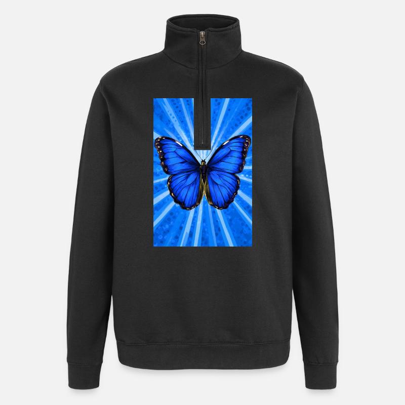 butterfly - Quarter-Zip Sweatshirt - black