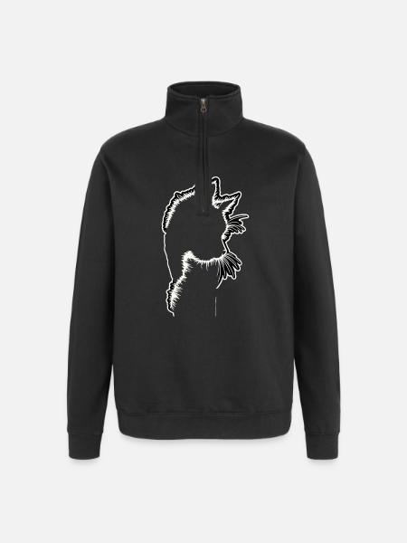 Katzensilhouette | Minimalistisches Design - Quarter-Zip-Sweatshirt - Schwarz