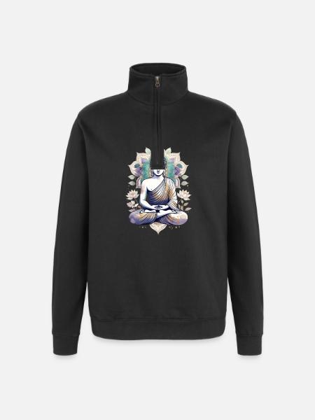 Meditating Buddha Lotus Mandala - Quarter-Zip Sweatshirt - black