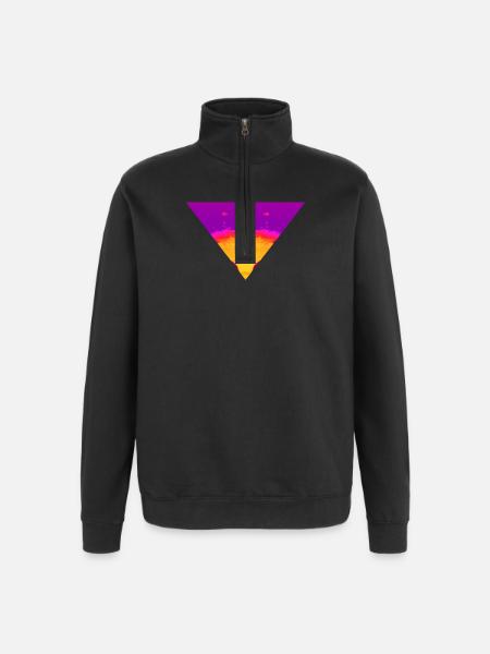 Neon Vortex, Cyber Sunset - Quarter-Zip Sweatshirt - black