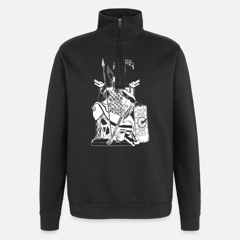 Odin on throne white - Quarter-Zip Sweatshirt - black