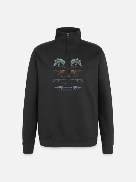 Dinosaurier-Skelett - Quarter-Zip-Sweatshirt - Schwarz