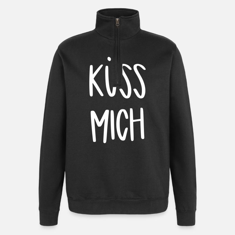 küss mich - Quarter-Zip-Sweatshirt - Schwarz