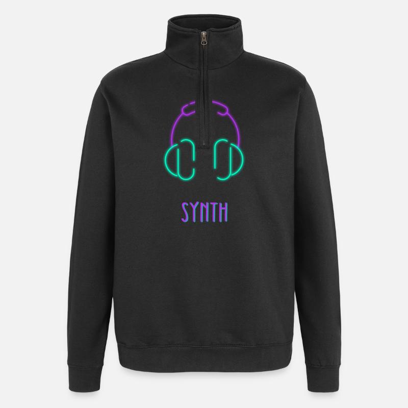 Synth-Kopfhörer Elektronische Musikästhetik - Quarter-Zip-Sweatshirt - Schwarz