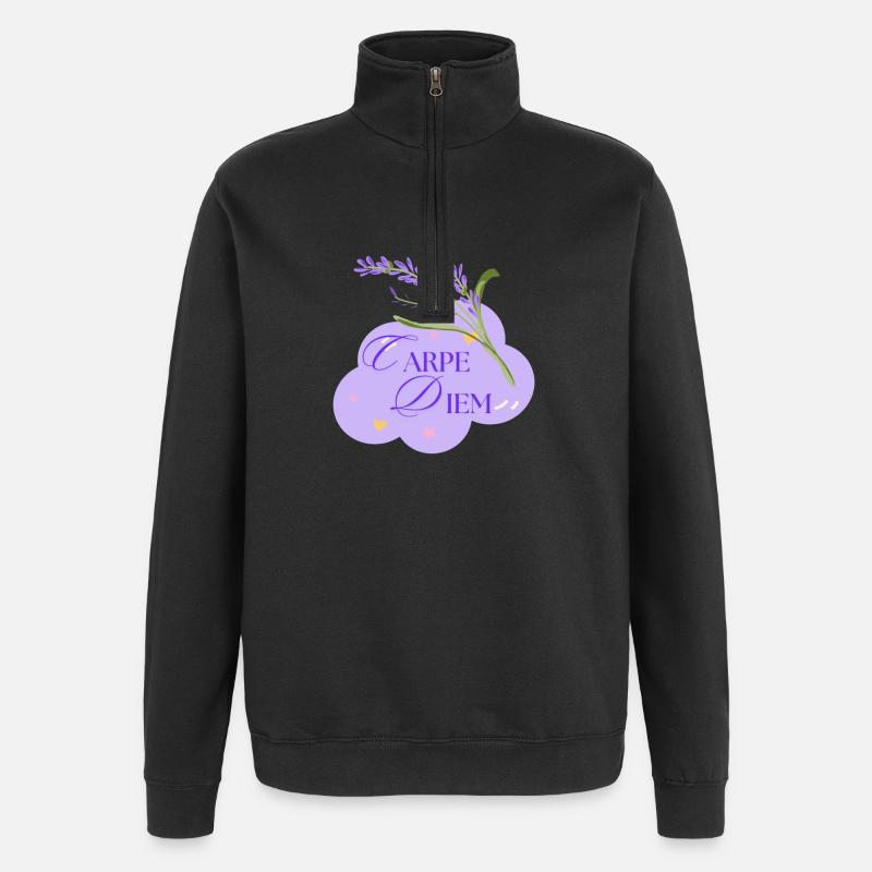 Carpe Diem - Quarter-Zip-Sweatshirt - Schwarz