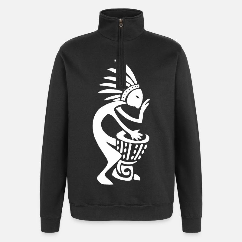 Joueur de tam tam (blanc) - Sweat à zip 1/4 - noir