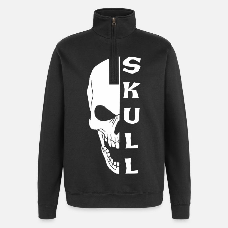 Le crâne blanc - Sweat à zip 1/4 - noir