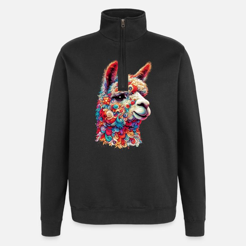Alpaka - Quarter-Zip-Sweatshirt - Schwarz