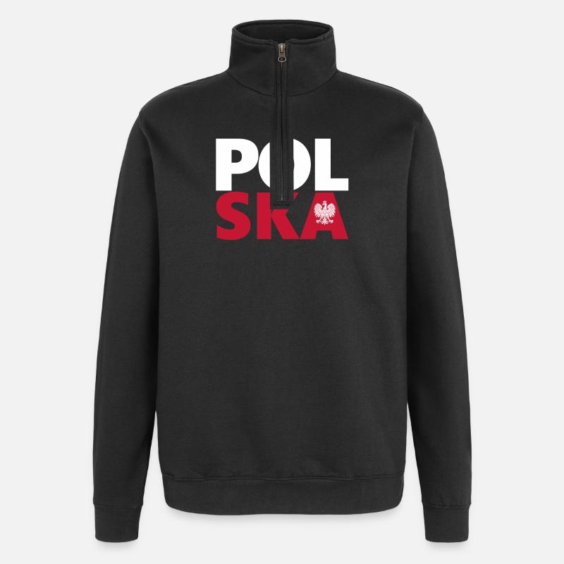 Pologne - Sweat à zip 1/4 - noir