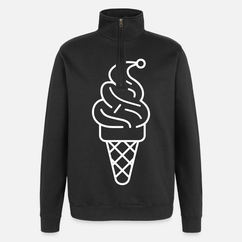 Ice cream cone Drawing - Quarter-Zip Sweatshirt - black