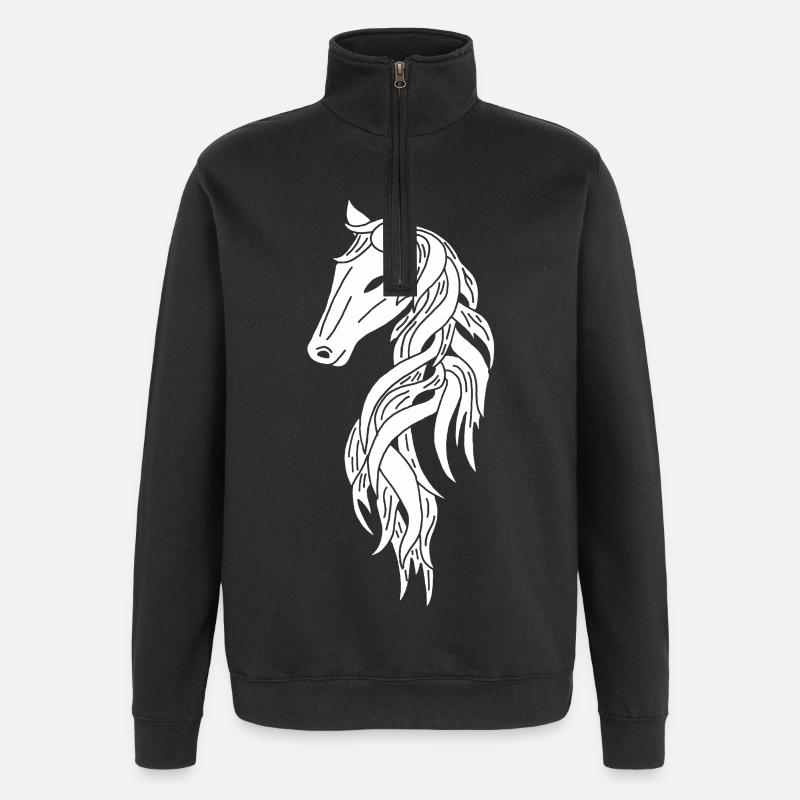 Cheval blanc - Sweat à zip 1/4 - noir