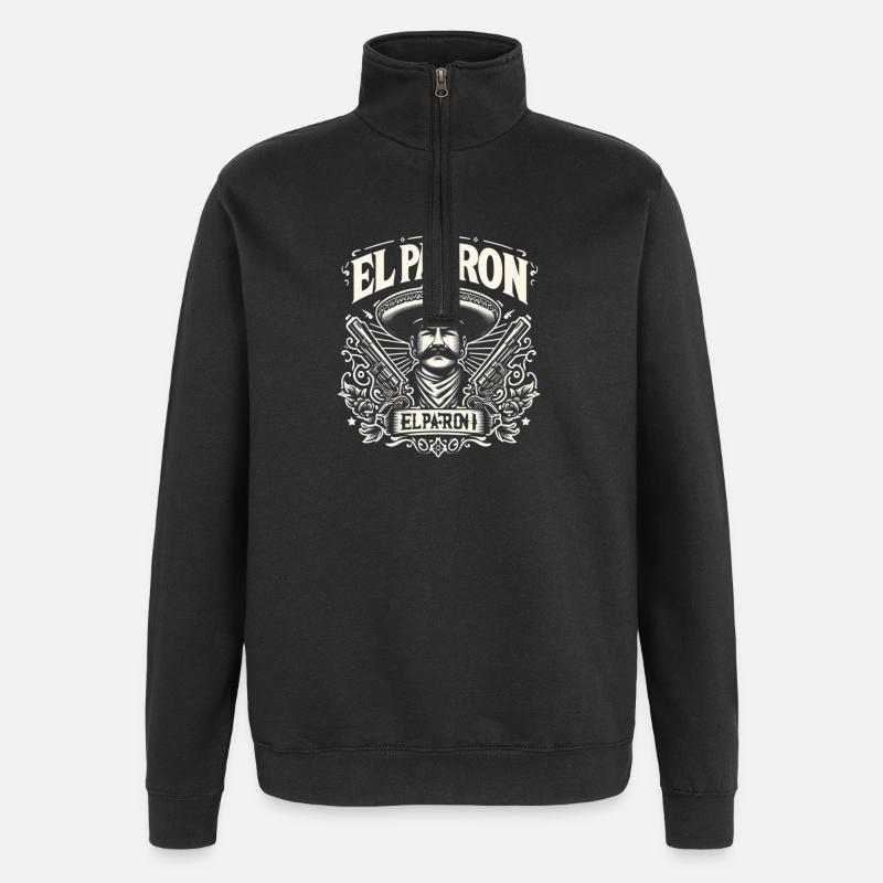 Graphique de gangster El Patron Sombrero - Sweat à zip 1/4 - noir