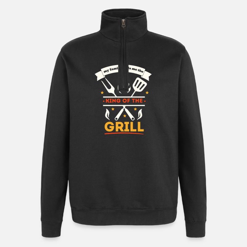 König des Grills - Quarter-Zip-Sweatshirt - Schwarz
