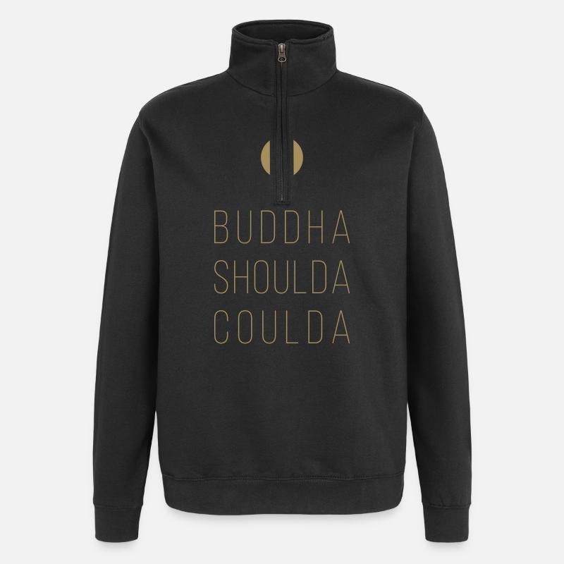 buddha shoulda coulda - Quarter-Zip-Sweatshirt - Schwarz