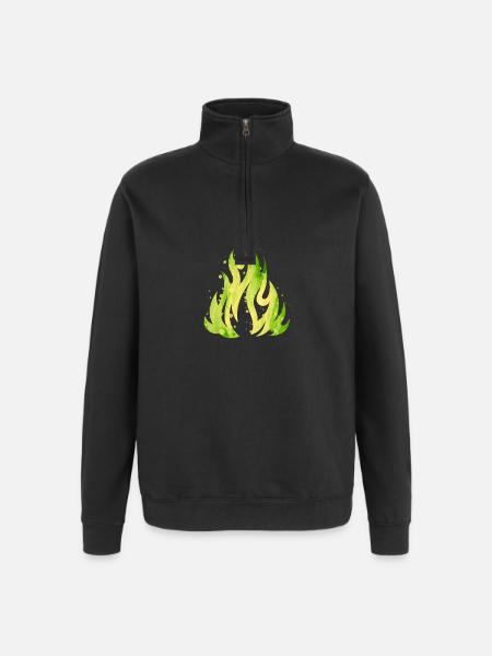 Verdant Flame Watercolor Fire - Quarter-Zip Sweatshirt - black