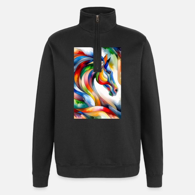 Pferd abstrakt - Quarter-Zip-Sweatshirt - Schwarz