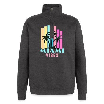 Miami Vibes - Quarter-Zip-Sweatshirt - Anthrazit - Vorne - AI Model Female 172 light (172cm) & AI Model Male 178 dark (178cm)
