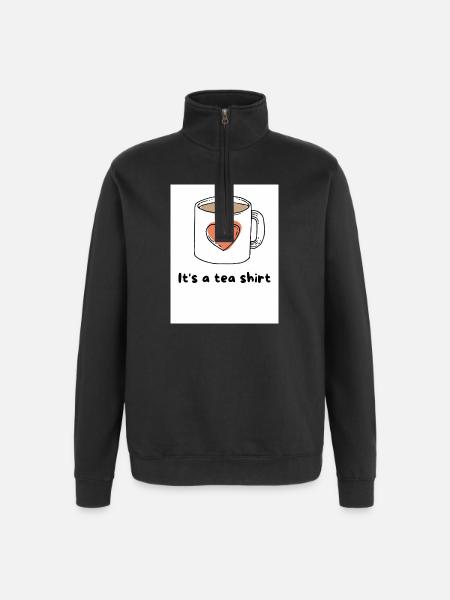 Herz Kaffeebecher Tee Shirt Design - Quarter-Zip-Sweatshirt - Schwarz