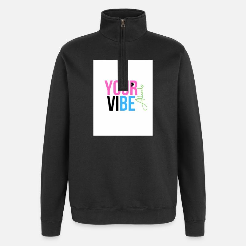 Positive and Motivating Vibration - Quarter-Zip Sweatshirt - black