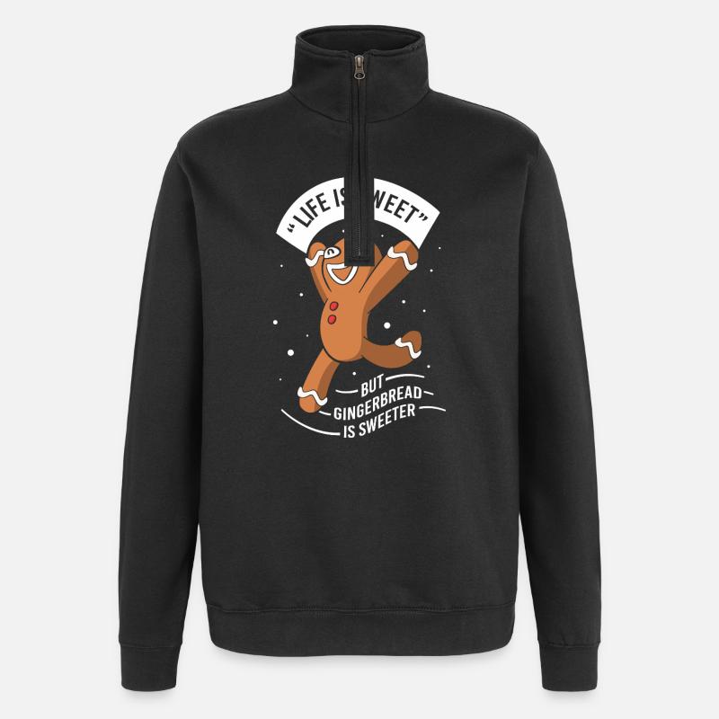 Lebkuchen Weihnachten Lebkuchenmann Gingerbread - Quarter-Zip-Sweatshirt - Schwarz