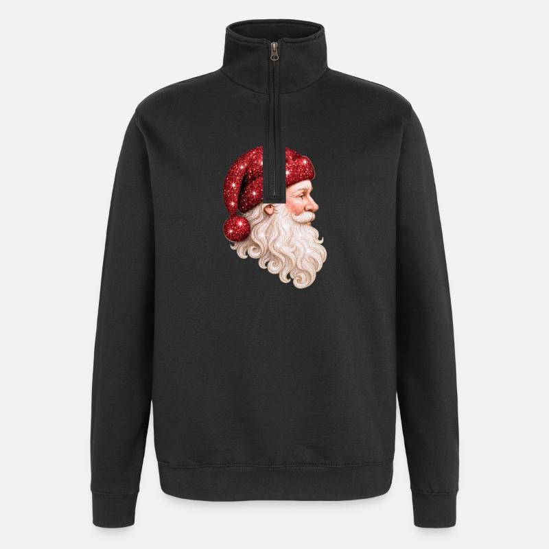PÈRE NOËL ÉTOILE — Red Glitter MAX - Sweat à zip 1/4 - noir