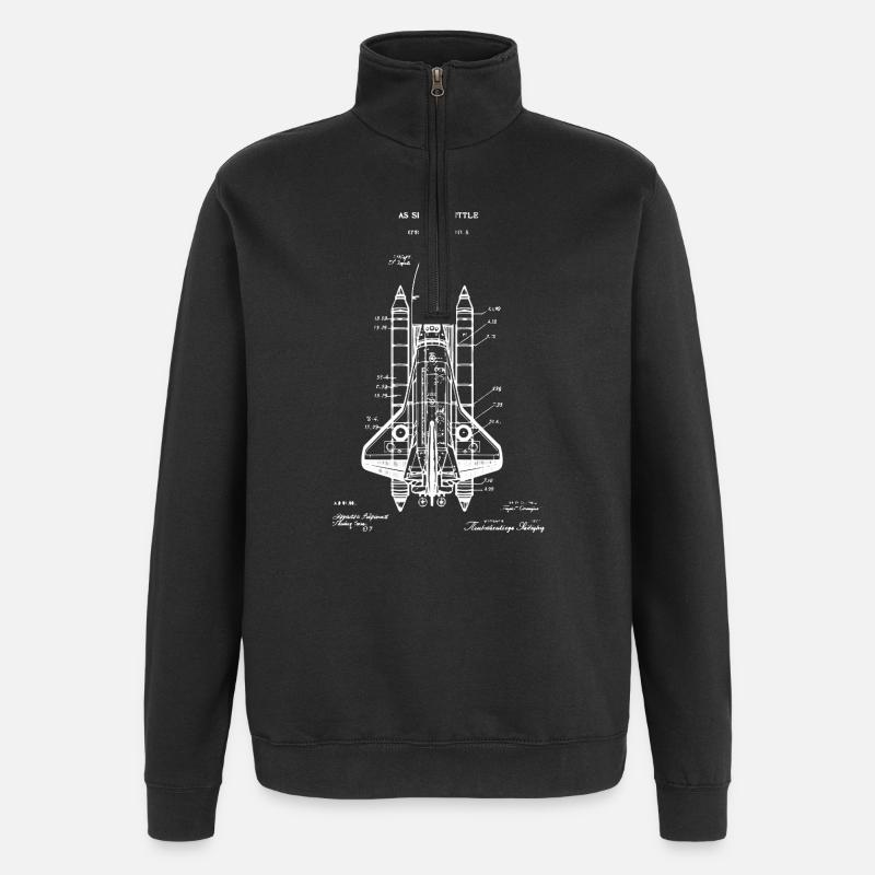 Plan de la navette spatiale - Sweat à zip 1/4 - noir