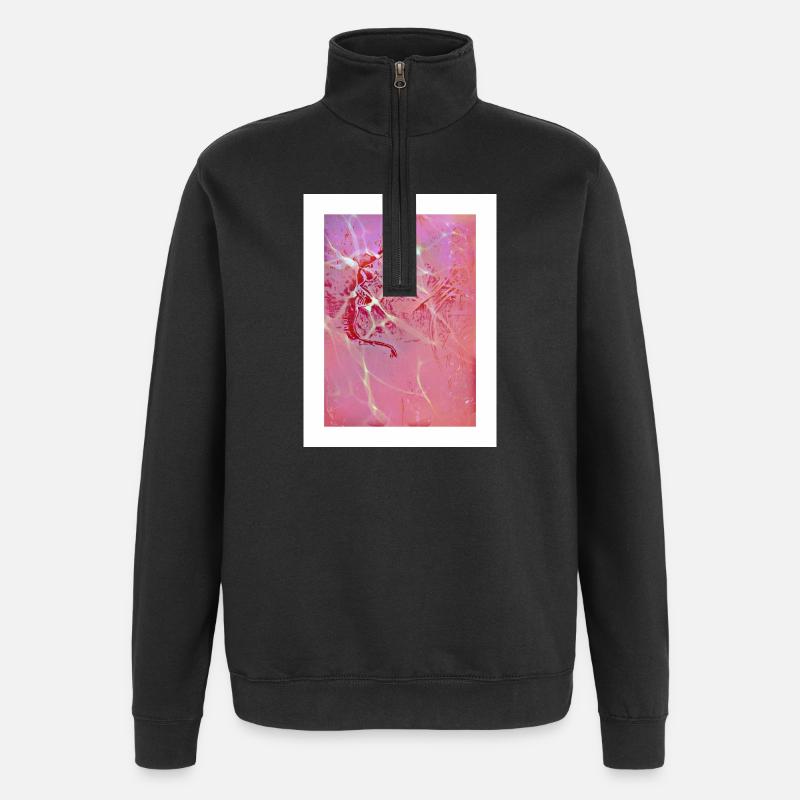 Abstract Pink Reflections - Quarter-Zip Sweatshirt - black