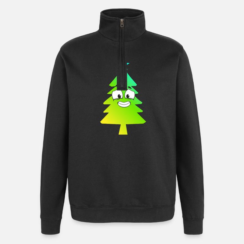 Arbre de Noël Gradient Sourire - Sweat à zip 1/4 - noir