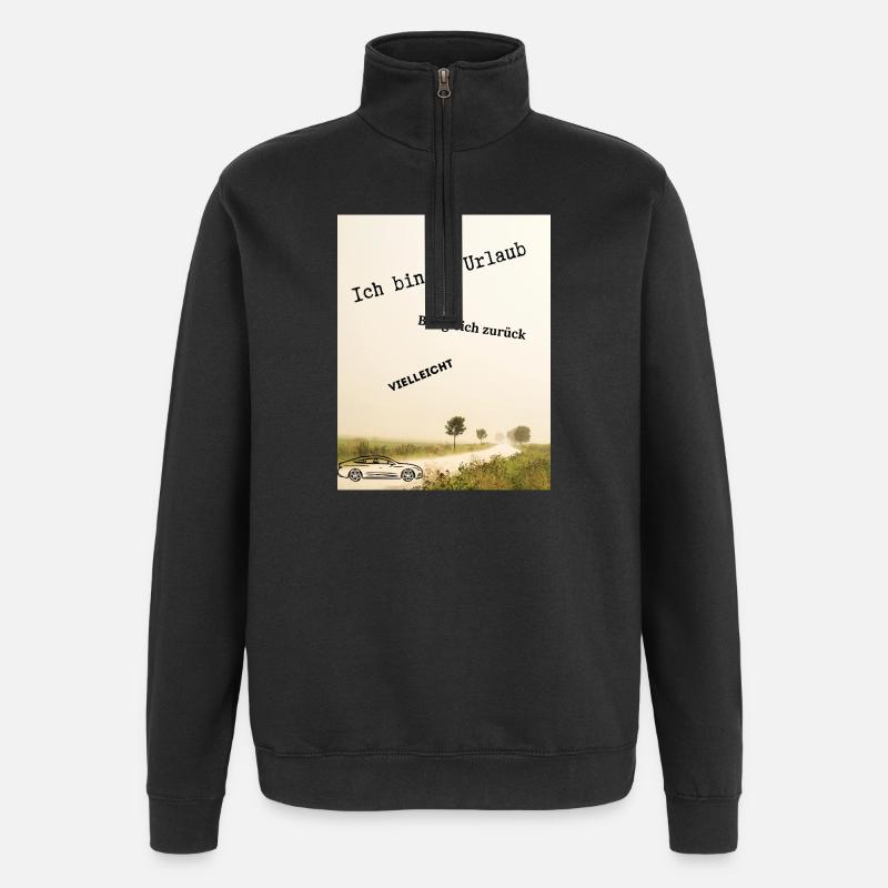 Ich_bin_im_Urlaub - Quarter-Zip-Sweatshirt - Schwarz