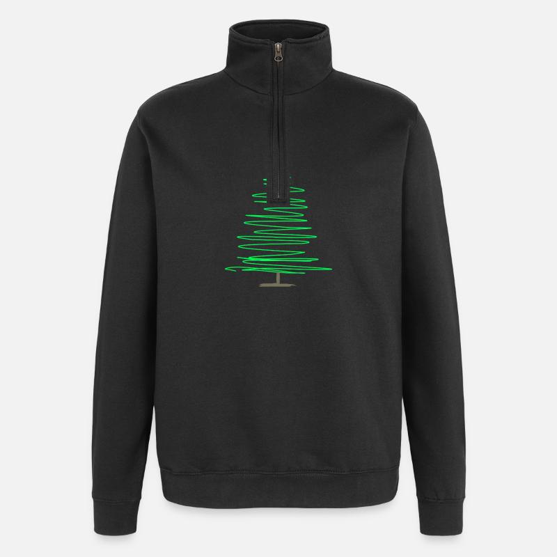 Grüner Kritzel-Weihnachtsbaum - Quarter-Zip-Sweatshirt - Schwarz