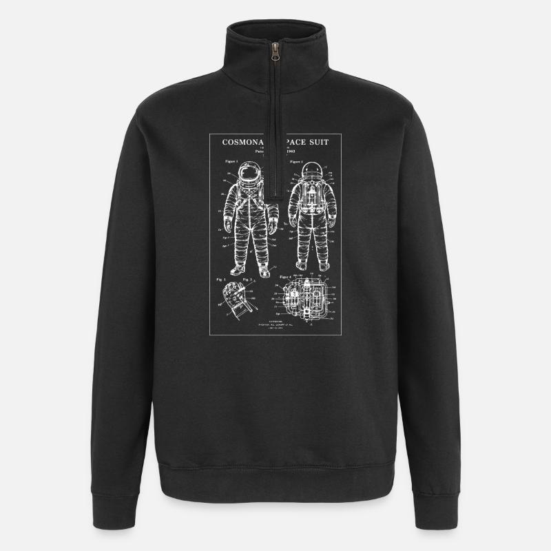 Kosmonauten-Raumanzug-Bauplan - Quarter-Zip-Sweatshirt - Schwarz