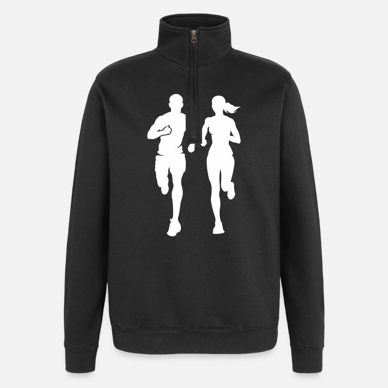 Marathonläufer Team Silhouette Marathon - Quarter-Zip-Sweatshirt - Schwarz