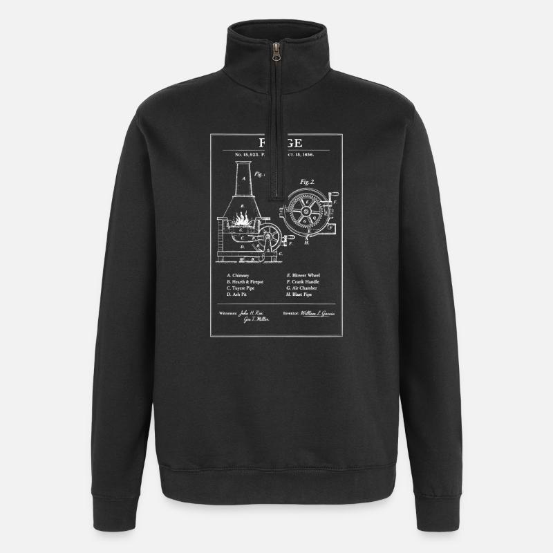 Plan d’engrenage de forge - Sweat à zip 1/4 - noir