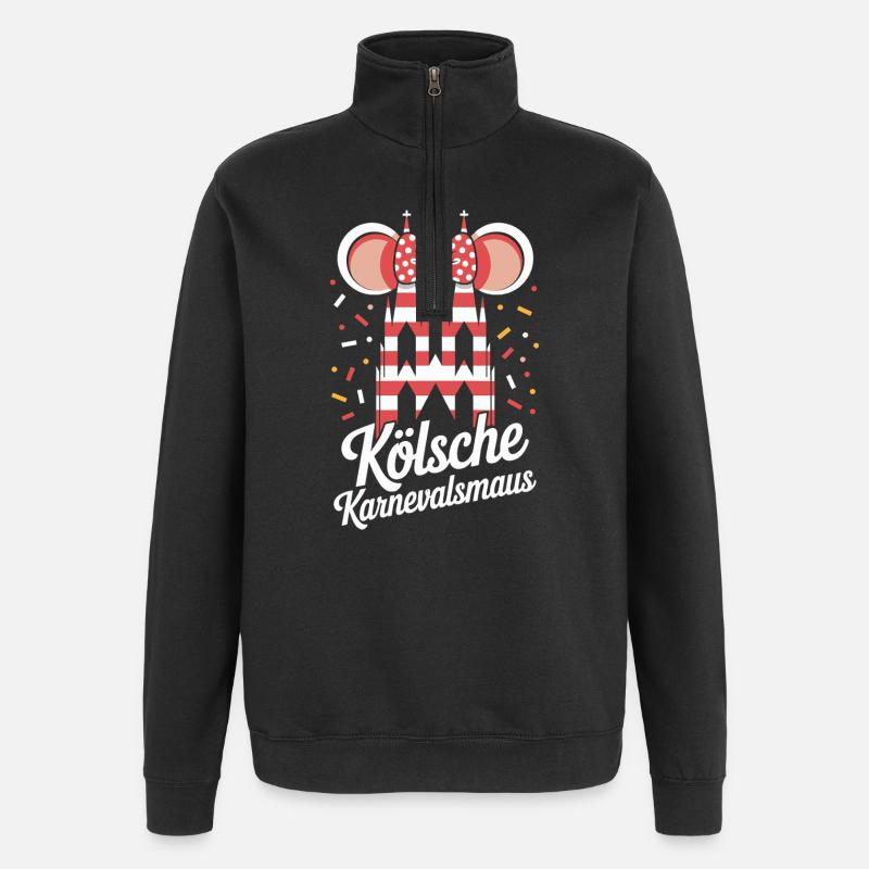 Kölsche Karnevalsmaus Karneval Köln Kölner Maus - Quarter-Zip-Sweatshirt - Schwarz