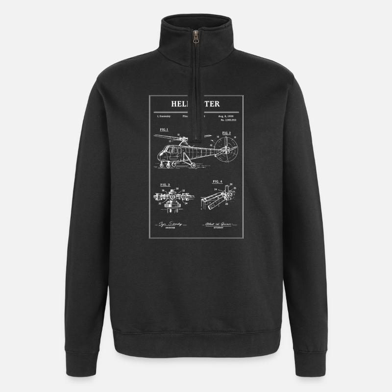 Diagramme du plan de l’hélicoptère - Sweat à zip 1/4 - noir