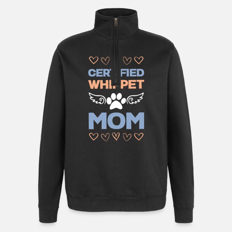 Zertifizierte Whippet Mama - Quarter-Zip-Sweatshirt - Schwarz
