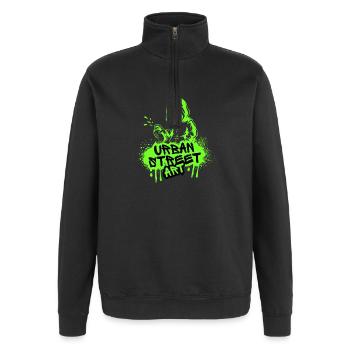 Neon Street Art Spray - Quarter-Zip-Sweatshirt - Schwarz - Vorne - AI Model Female 172 light (172cm) & AI Model Male 178 dark (178cm)