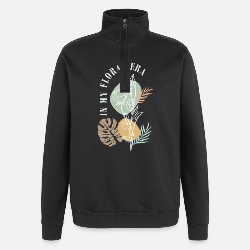 Ère florale : Fleurs de ligne - Sweat à zip 1/4 - noir